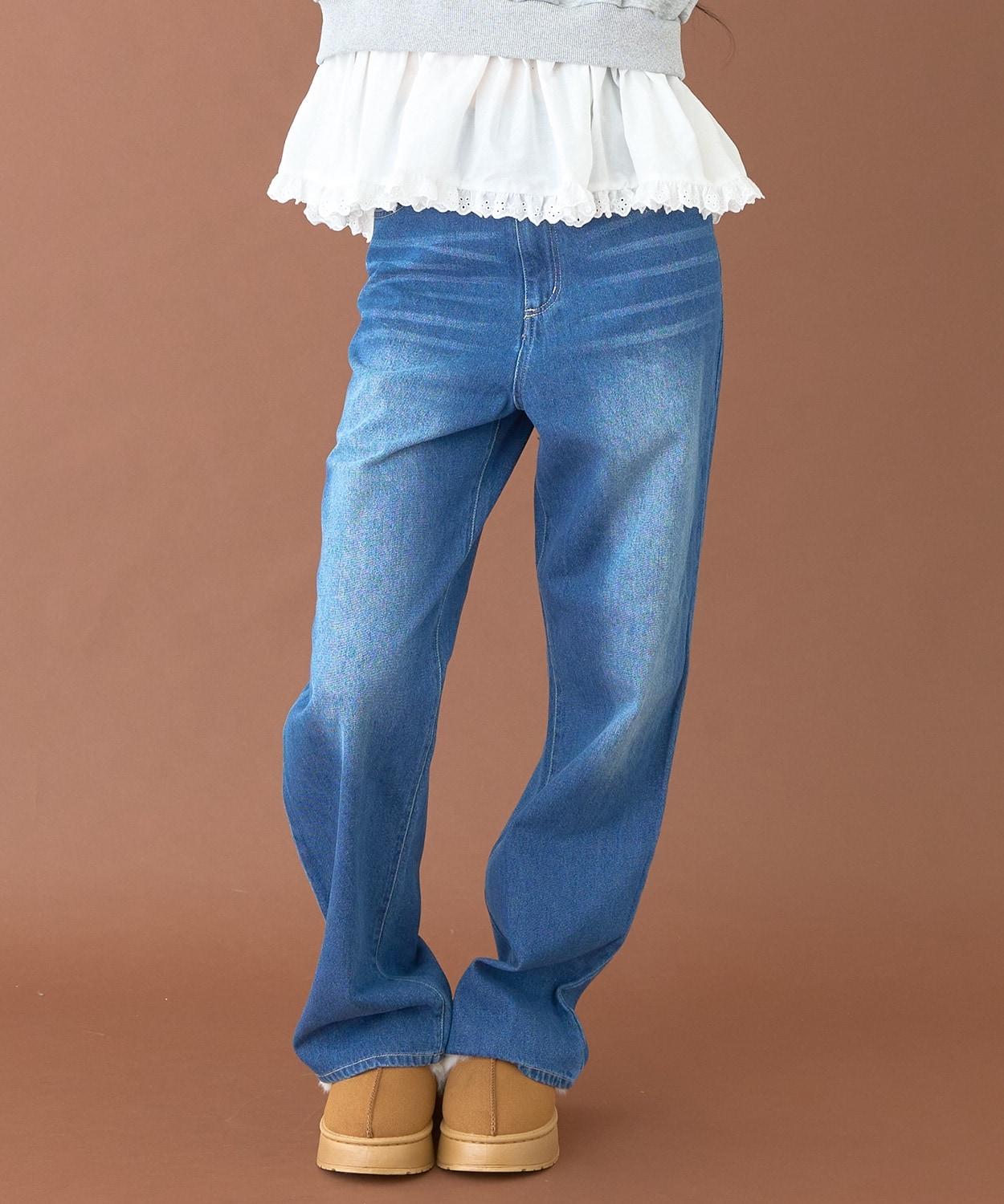 蕾絲口袋牛仔褲【韓國時尚】