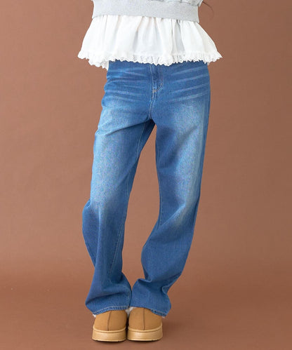 蕾絲口袋牛仔褲【韓國時尚】