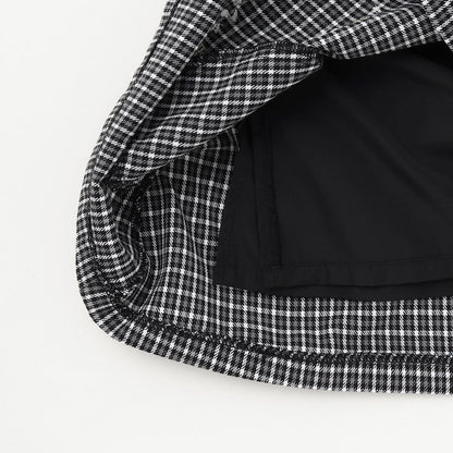 音符刺繡格紋連衣裙