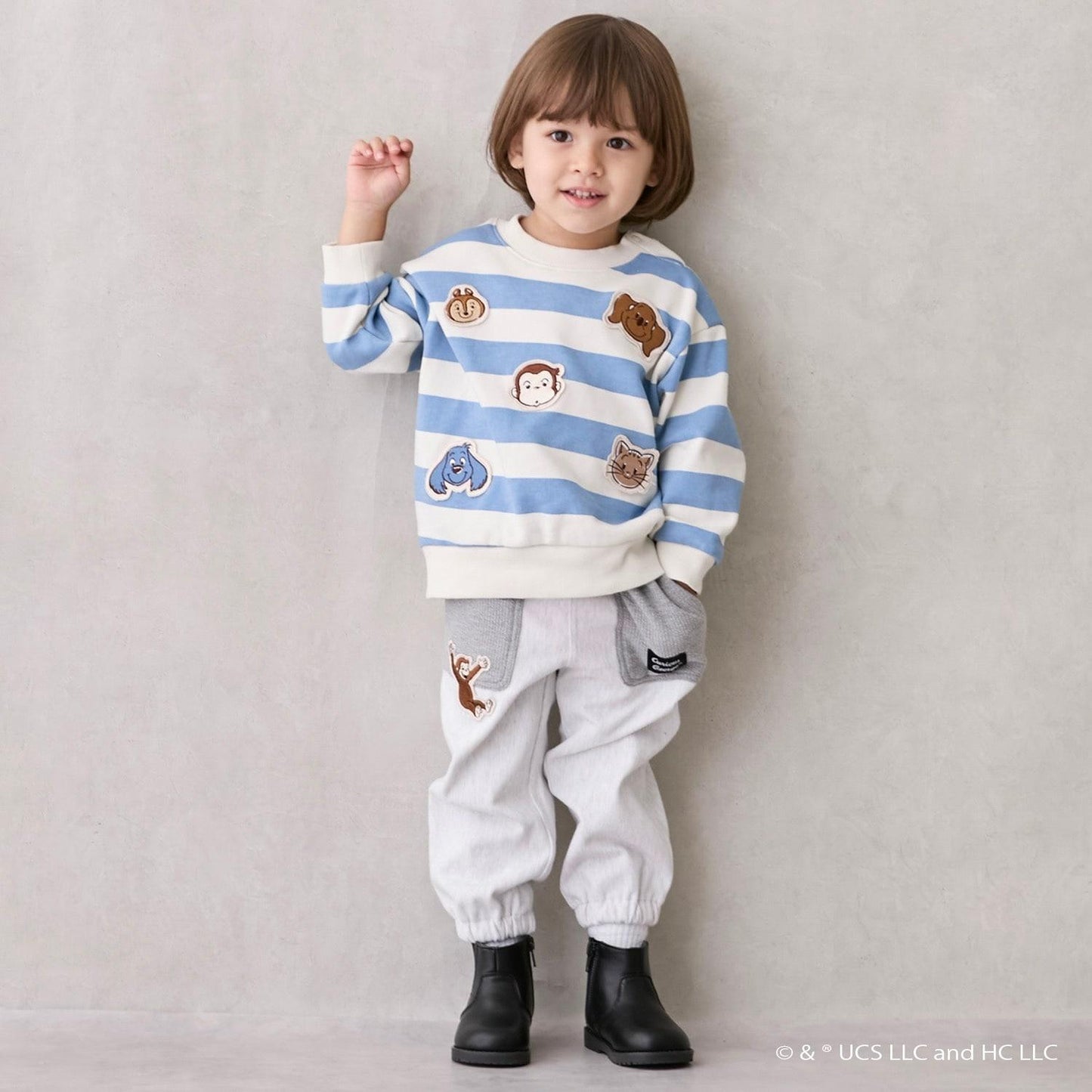 【好奇猴喬治】臉部貼布繡衛衣