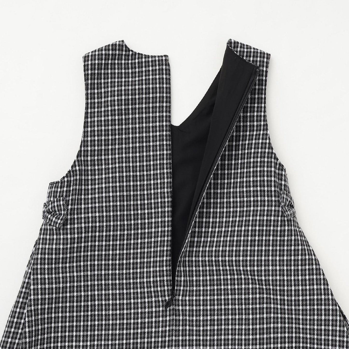 音符刺繡格紋連衣裙