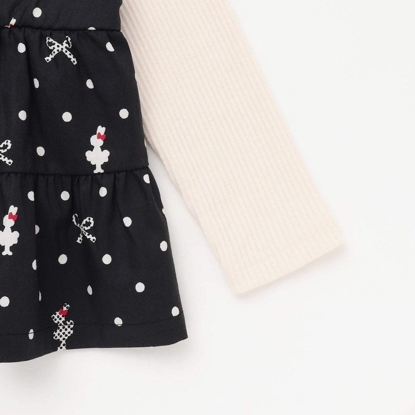 波點蝴蝶結圖案層疊風格長款上衣