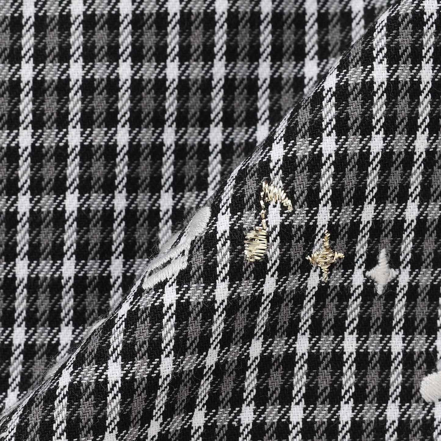 音符刺繡格紋連衣裙