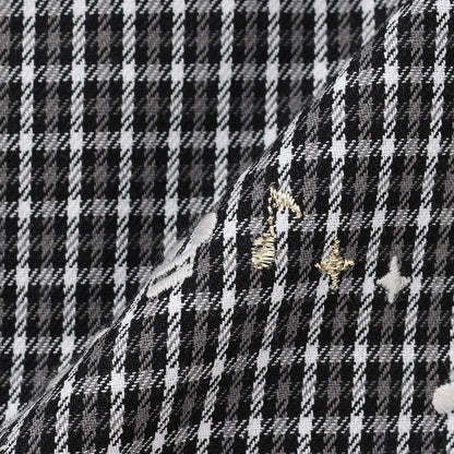 音符刺繡格紋連衣裙