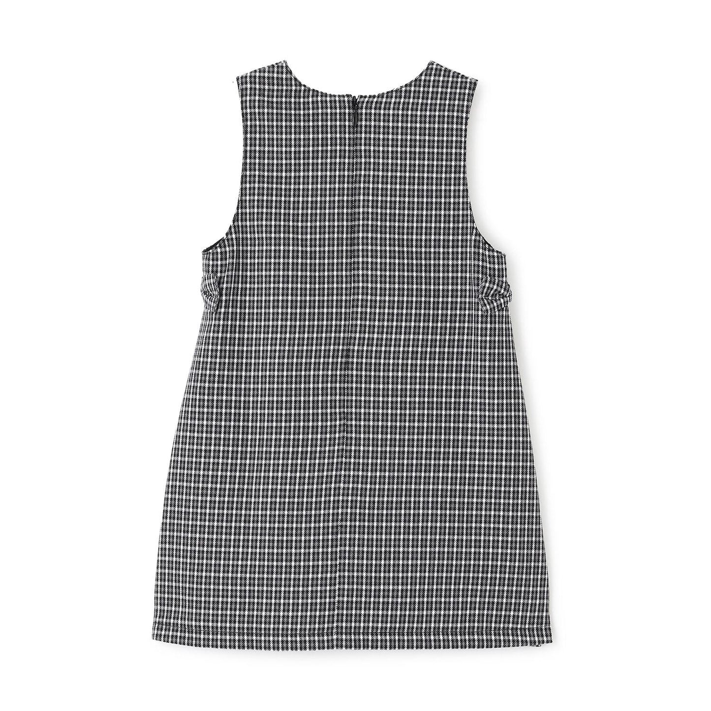 音符刺繡格紋連衣裙