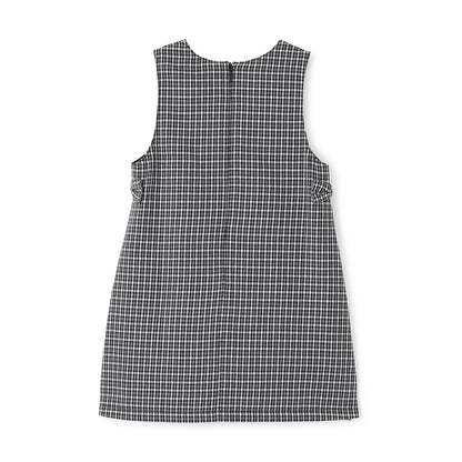 音符刺繡格紋連衣裙