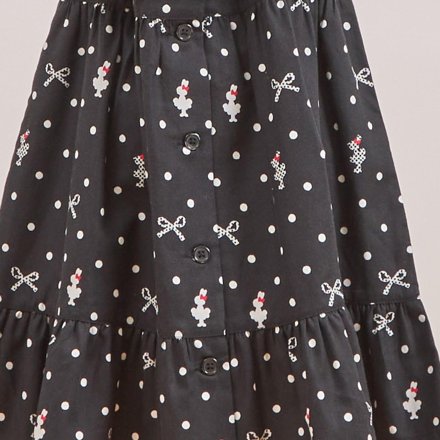 波點蝴蝶結圖案法蘭絨連衣裙【帶披肩】