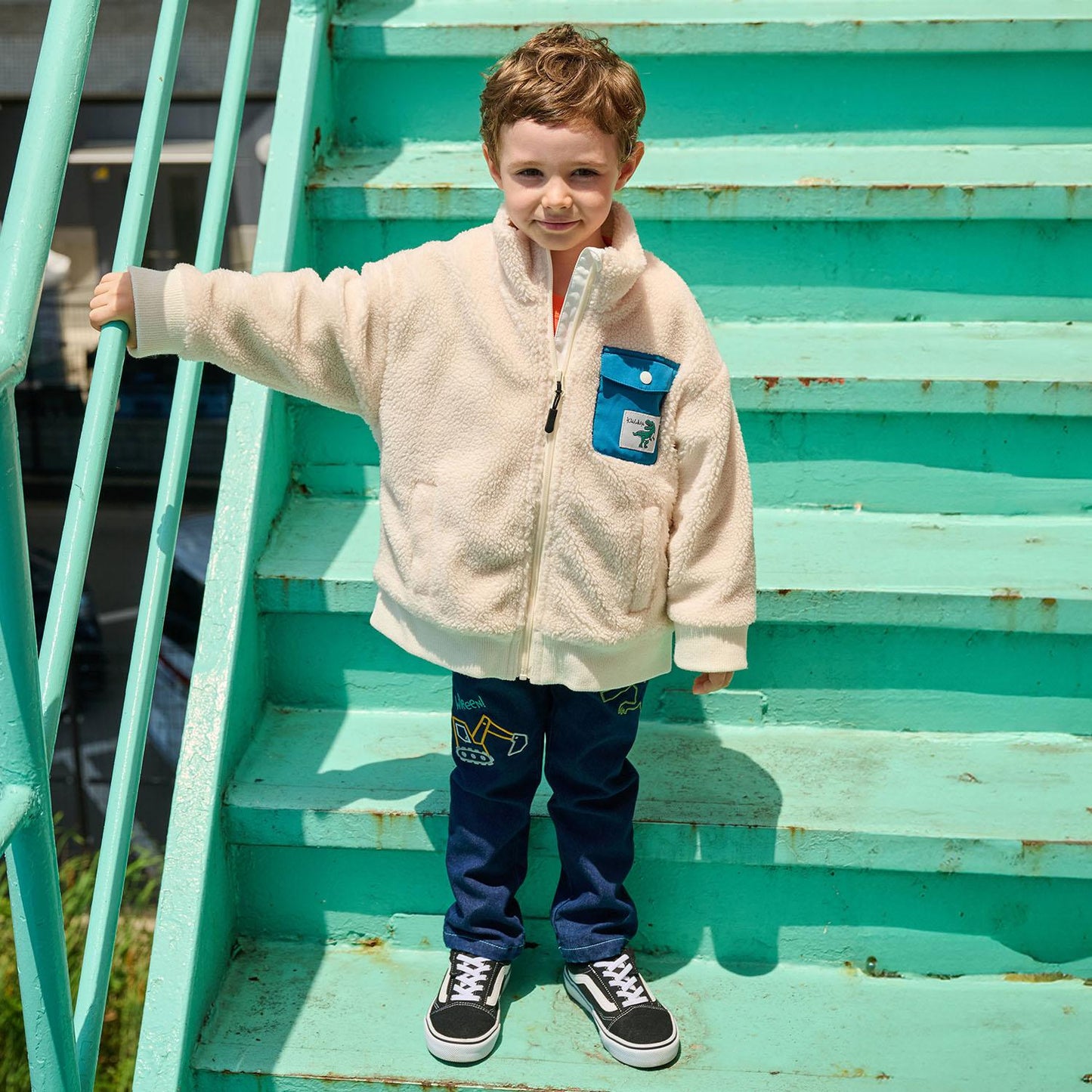 恐龍與重型機械長款直筒褲