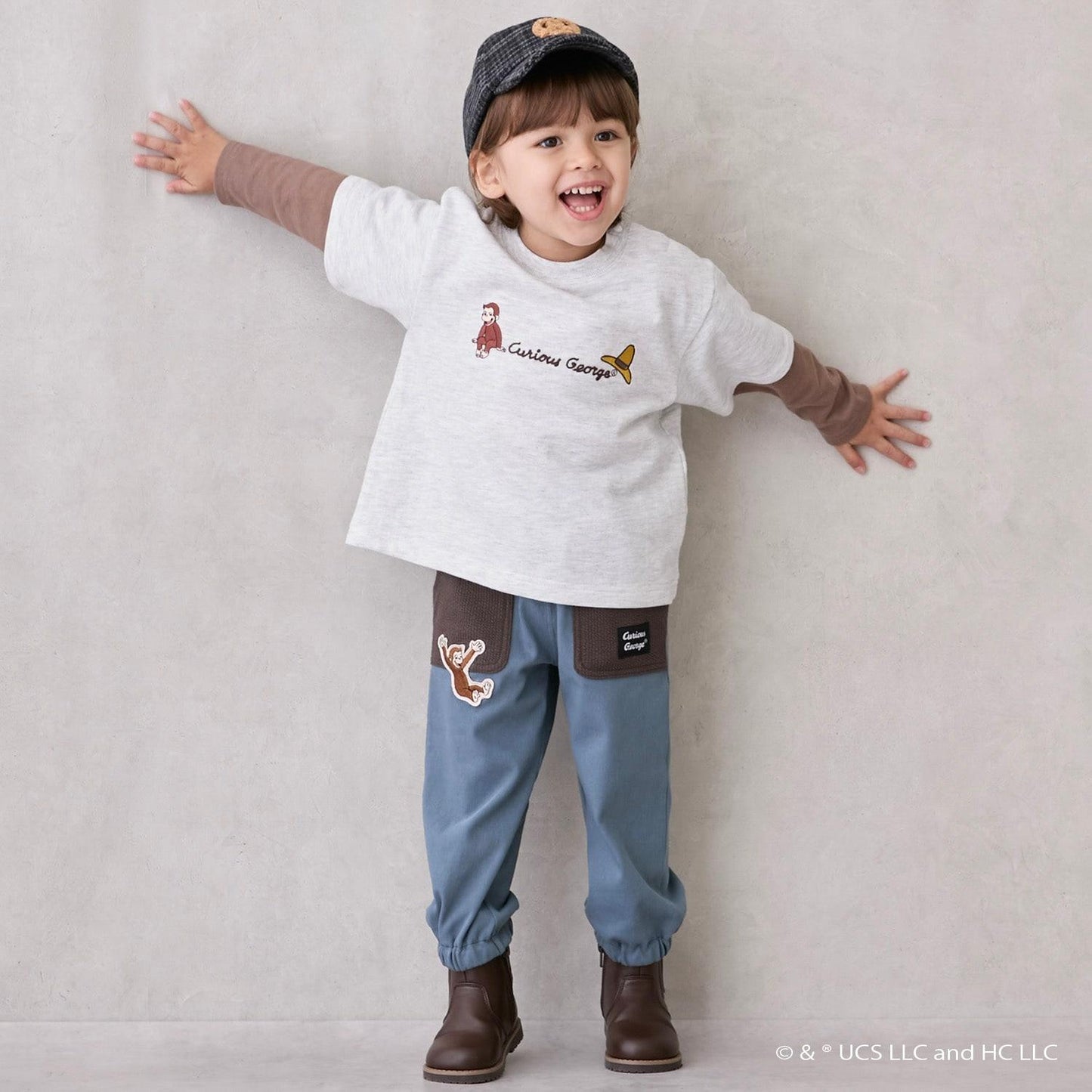 【好奇猴喬治】拼接長袖衛衣