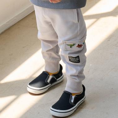 恐龍刺繡羅紋褲腳工裝褲