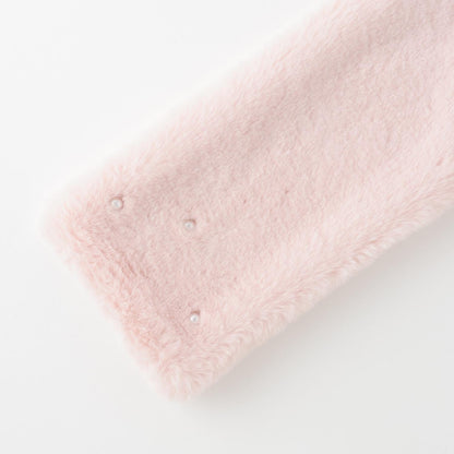 珍珠裝飾仿皮草領巾