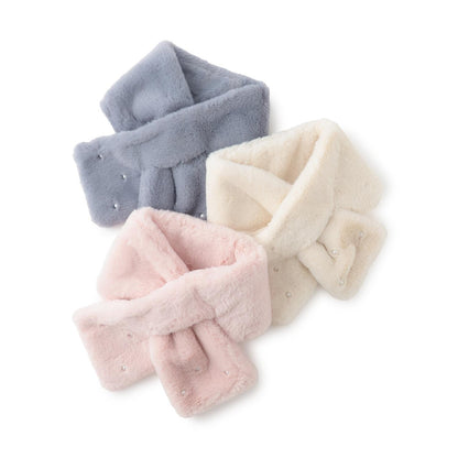 珍珠裝飾仿皮草領巾