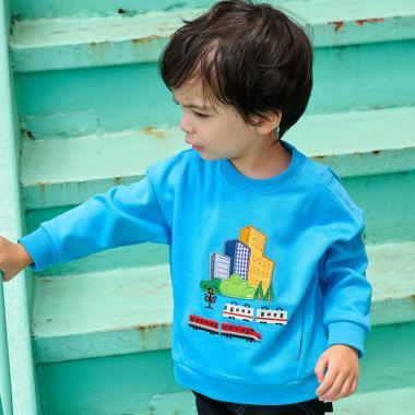 電車與城市側邊口袋衛衣