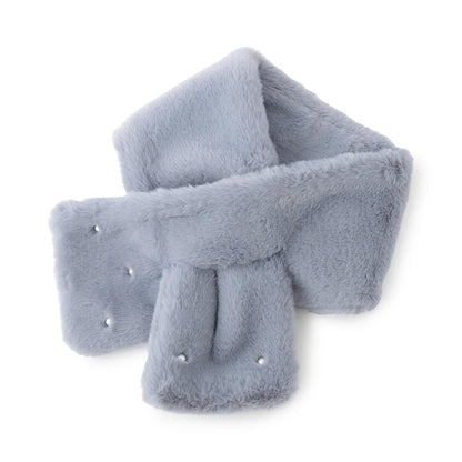 珍珠裝飾仿皮草領巾