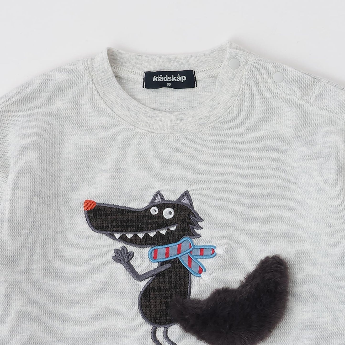 狼圖案拼接格子下襬衛衣