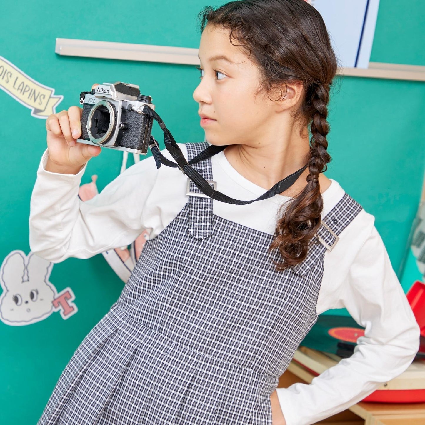 【Trois Lapins】格紋百褶連衣裙