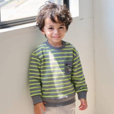 電車胸前口袋條紋衛衣