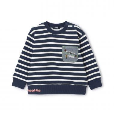 電車胸前口袋條紋衛衣