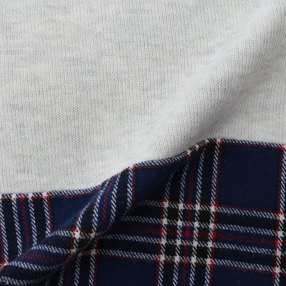 狼圖案拼接格子下襬衛衣