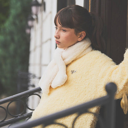 珍珠裝飾仿皮草領巾