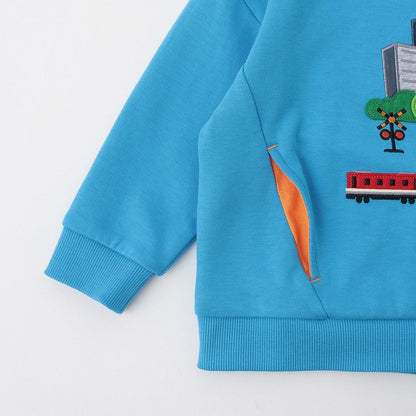 電車與城市側邊口袋衛衣