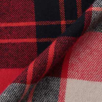 狼刺繡格紋長袖襯衫