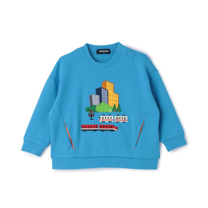 電車與城市側邊口袋衛衣