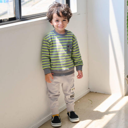 電車胸前口袋條紋衛衣