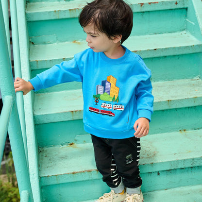 電車與城市側邊口袋衛衣