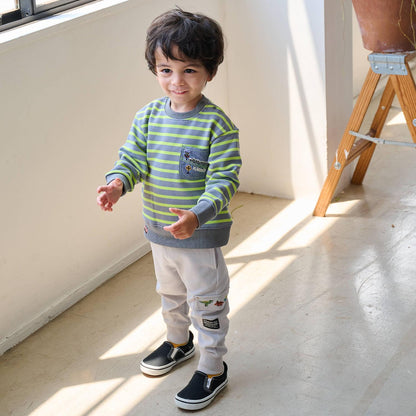 電車胸前口袋條紋衛衣