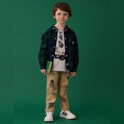 多色印花長款直筒褲