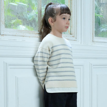 【可水洗】條紋針織衫