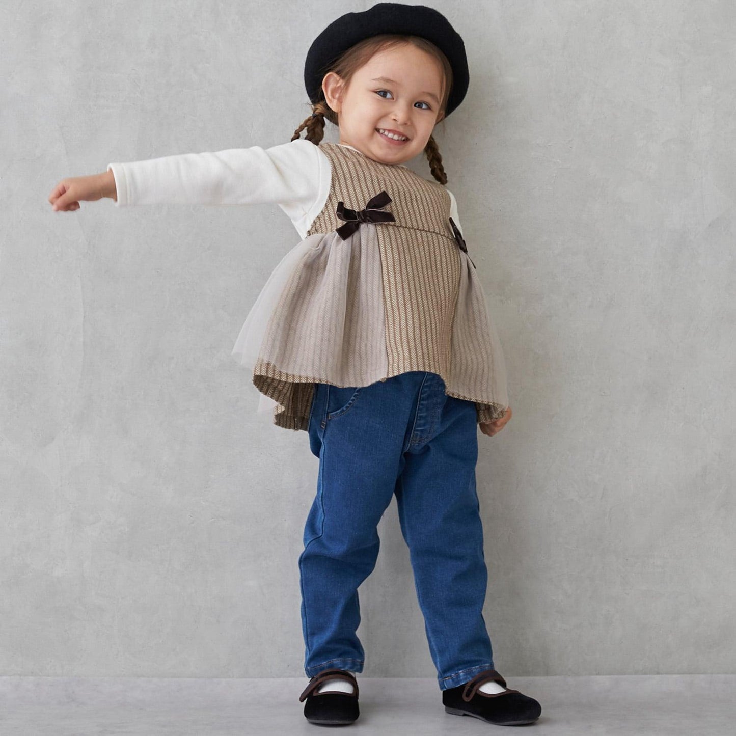 【加絨】牛仔桶形褲