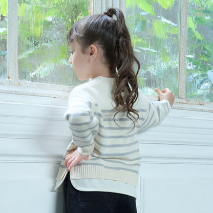 【可水洗】條紋針織衫