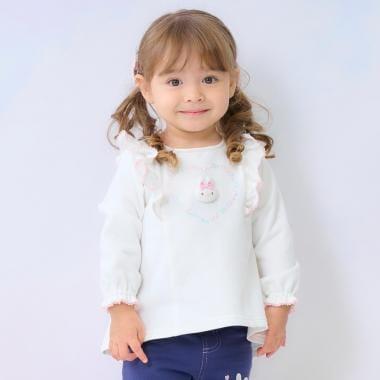 帶兔子玩偶裝飾荷葉邊衛衣