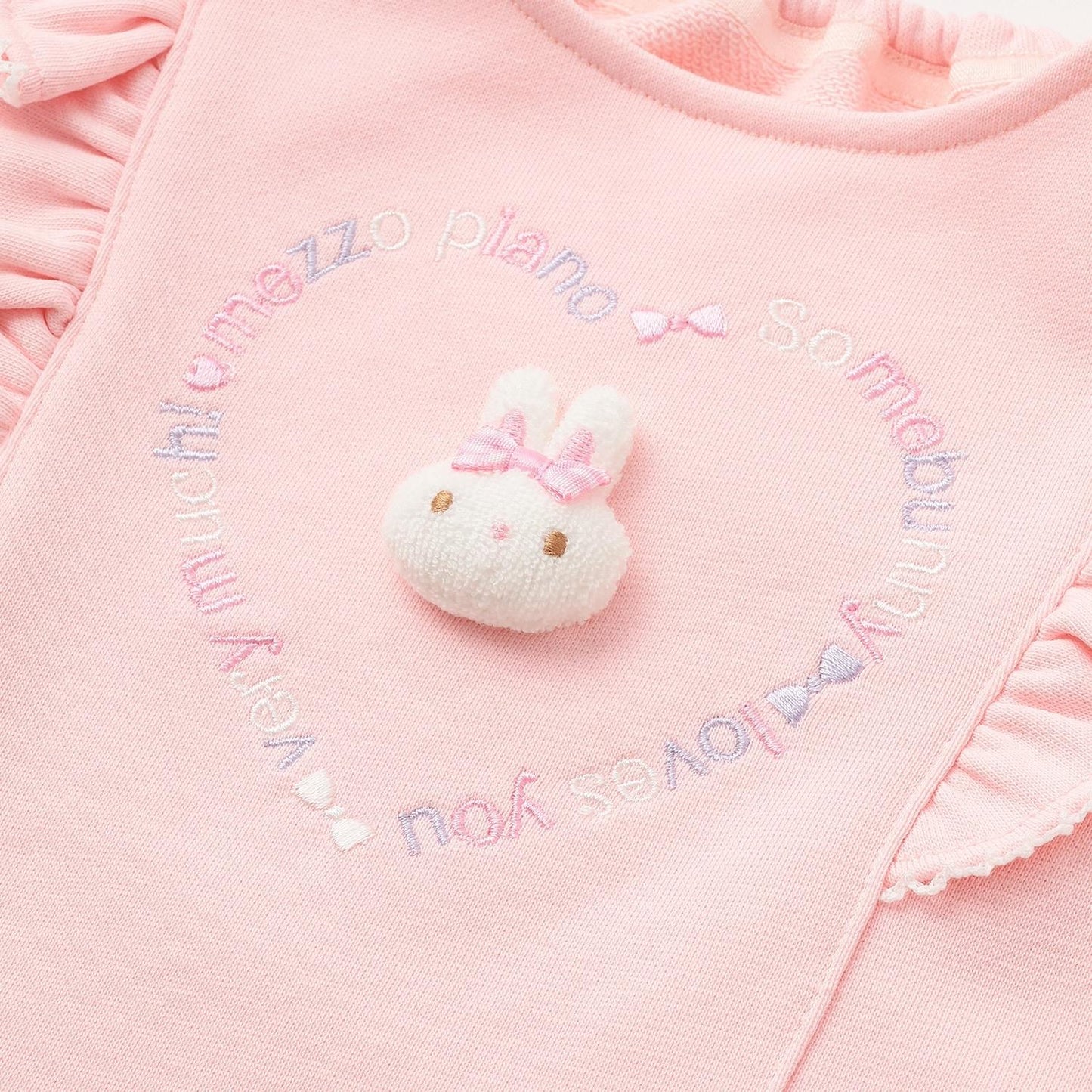 帶兔子玩偶裝飾荷葉邊衛衣