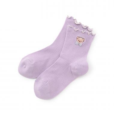 【人氣商品】【直營店無售】小熊刺繡羅紋襪