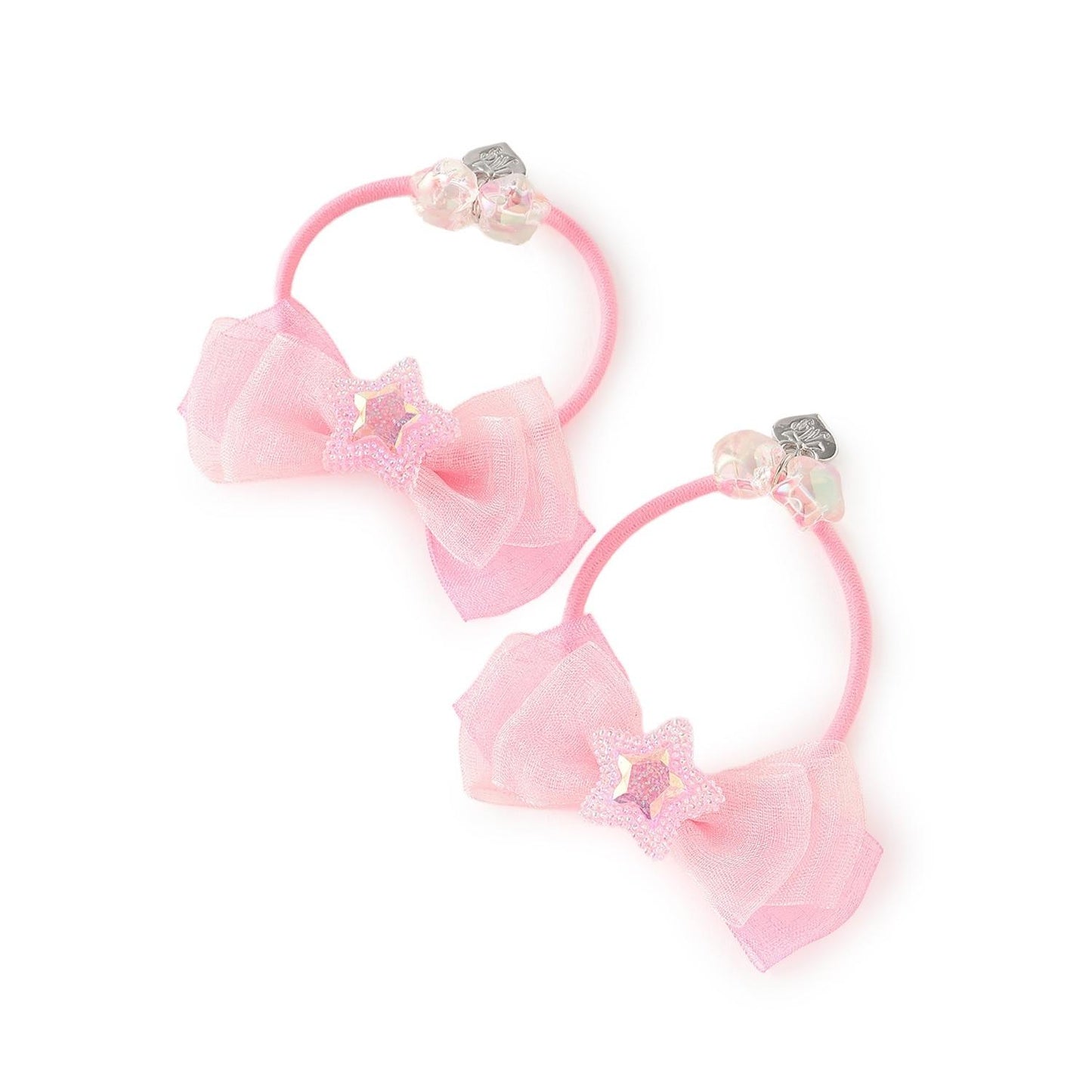 星星裝飾蝴蝶結髮圈2個裝