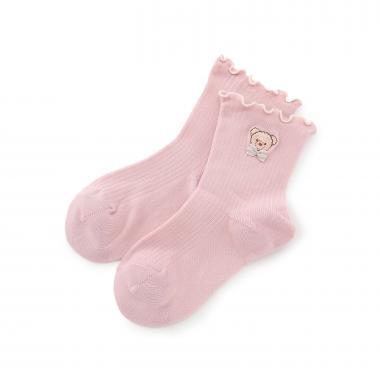 【人氣商品】【直營店無售】小熊刺繡羅紋襪