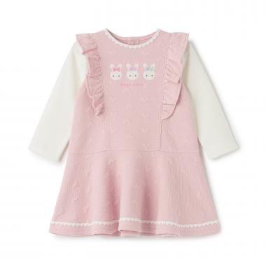 兔子貼布繡愛心提花連衣裙