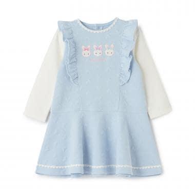 兔子貼布繡愛心提花連衣裙