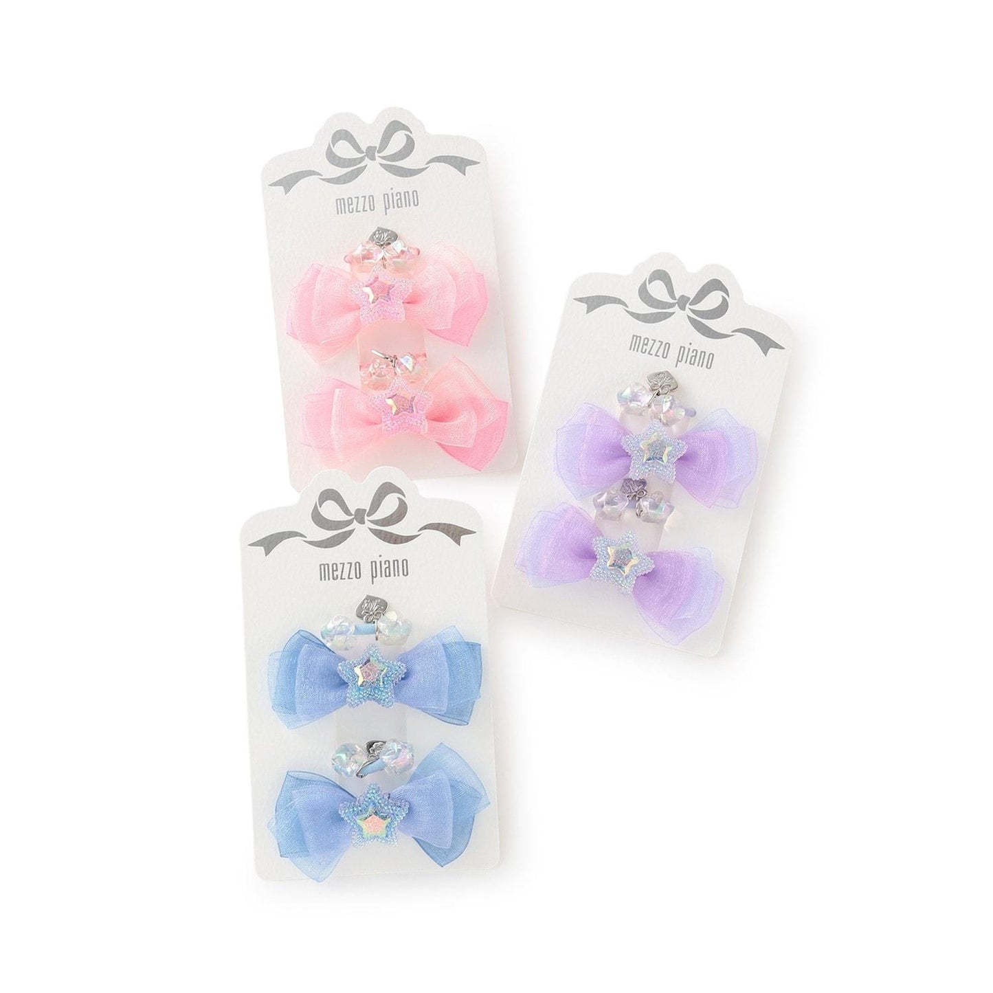 星星裝飾蝴蝶結髮圈2個裝