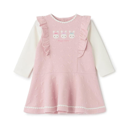 兔子貼布繡愛心提花連衣裙