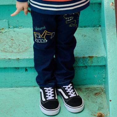 恐龍與重型機械長款直筒褲