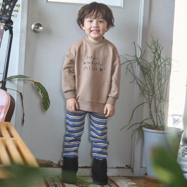 【可水洗】多色條紋針織打底褲