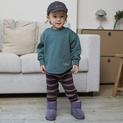 【可水洗】多色條紋針織打底褲