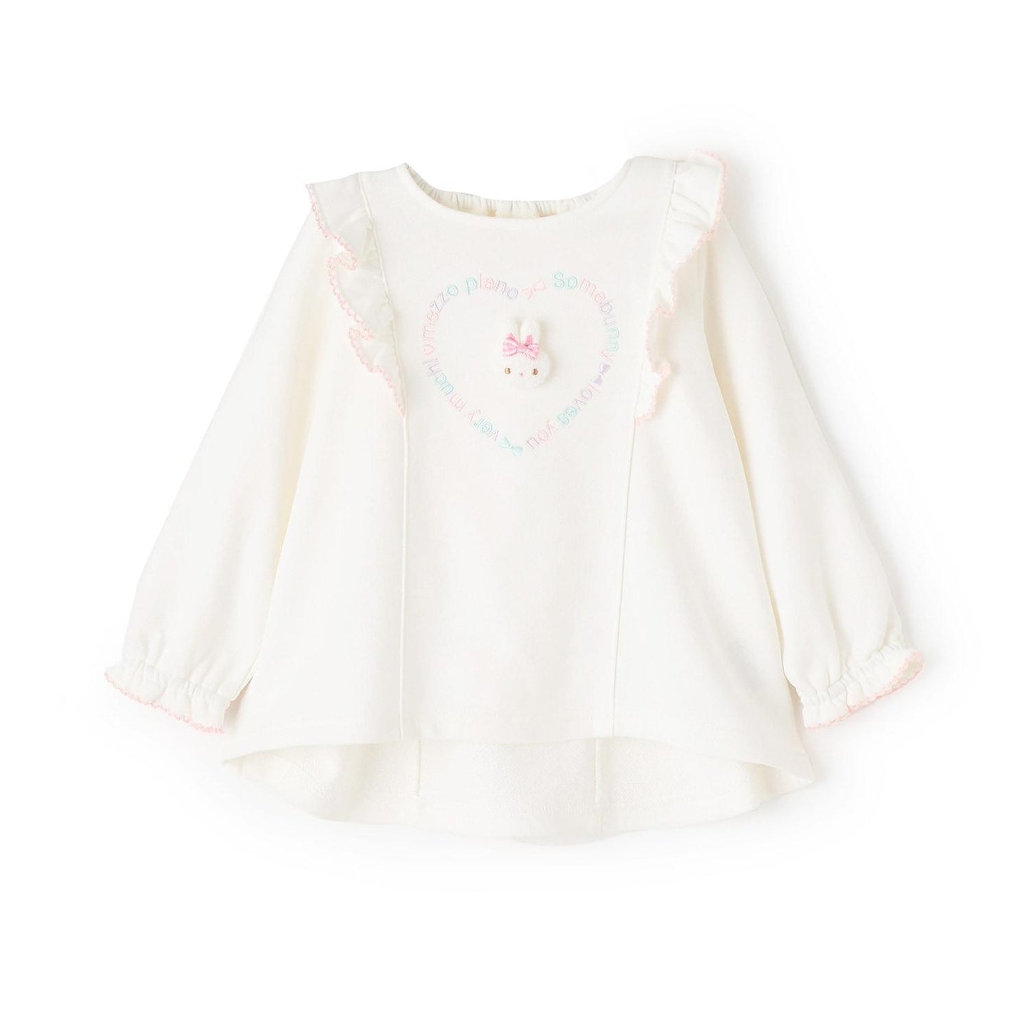 帶兔子玩偶裝飾荷葉邊衛衣