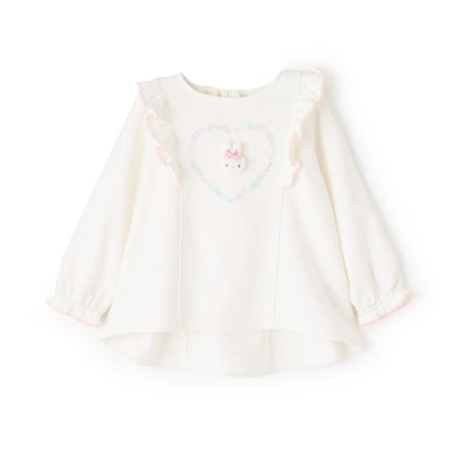 帶兔子玩偶裝飾荷葉邊衛衣