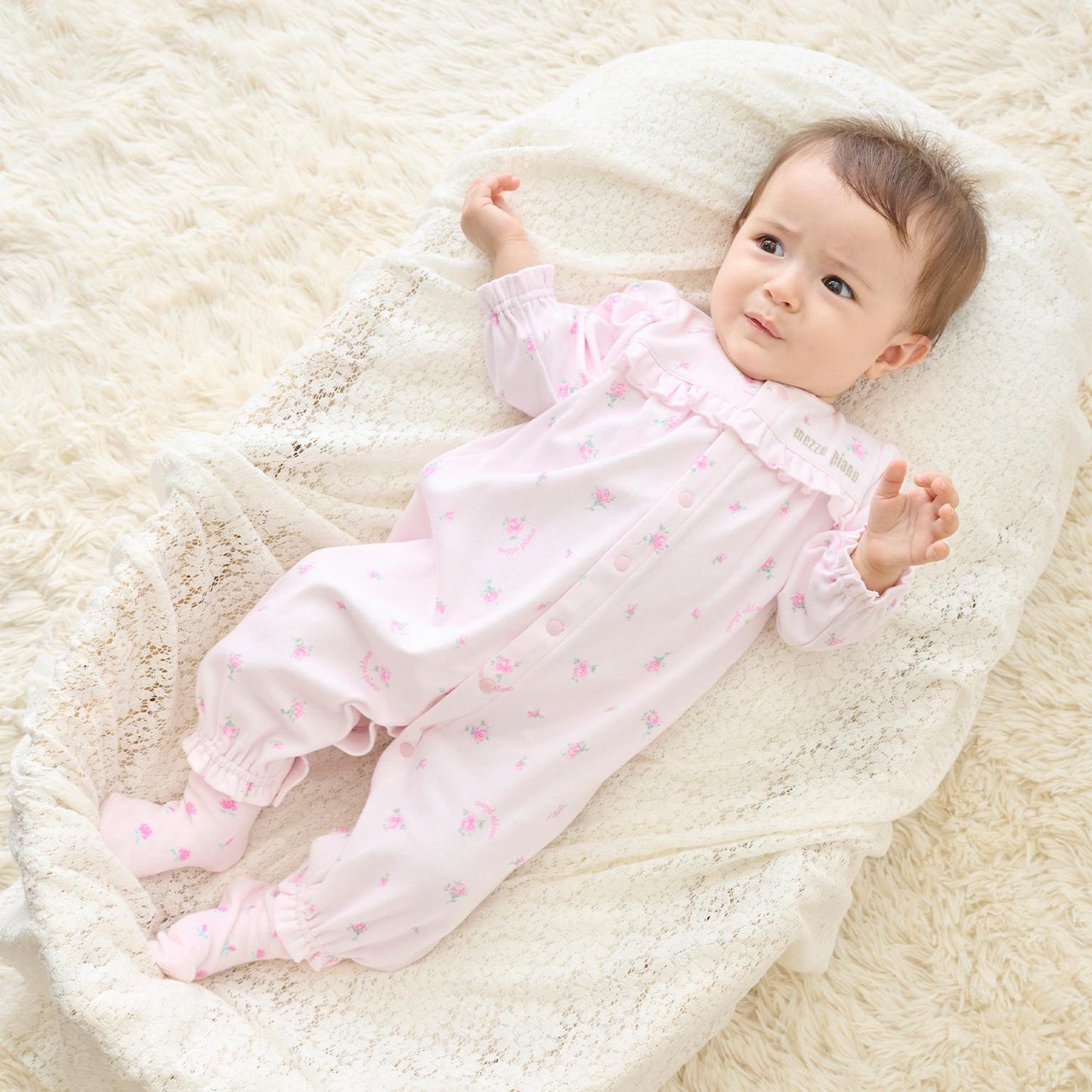 【BOX付】蝴蝶結玫瑰花紋2用連體衣&襪子套裝