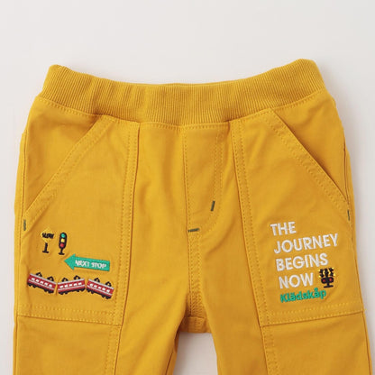 電車下襬翻邊長款直筒褲